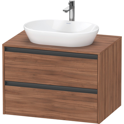 Duravit Ketho 2 wastafelonderbouwkast incl. consoleplaat met 2 laden 80x55x56.8cm met handgrepen antraciet noten mat