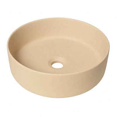 QeramiQ Dely waskom - 36x36x12cm - zonder overloop - rond - keramiek - mat beige