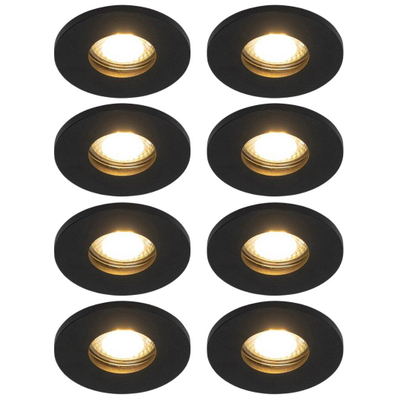 QAZQA Shed Inbouwspot - set van 8 - 8.5x8.5cm - IP54 - rond - mat zwart