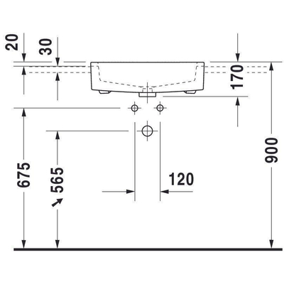 Duravit Vero half inbouwwastafel 55x47cm 1 kraangat inclusief Wonderglis