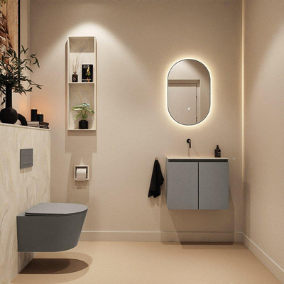 MONDIAZ TURE-DLUX 60cm toiletmeubel Smoke. EDEN wastafel Ostra positie links. Zonder kraangat.