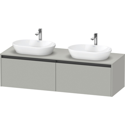 Duravit Ketho 2 wastafelonderbouwkast incl. consoleplaat met 2 laden voor dubbele waskommen 160x55x45.9cm met handgrepen antraciet betongrijs mat