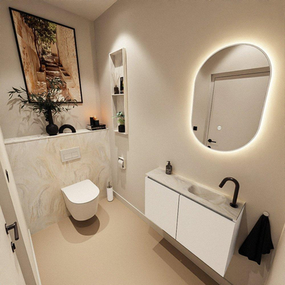 MONDIAZ TURE-DLUX 80cm toiletmeubel Talc. EDEN wastafel Ostra positie rechts. Met 1 kraangat.