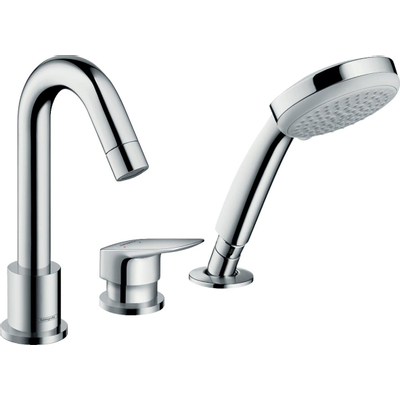 Hansgrohe Logis afdekset 3 gats badrandcombinatie met handdouche chroom
