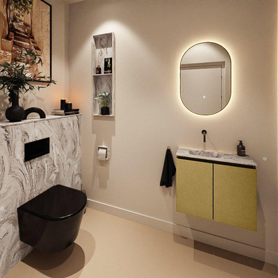 MONDIAZ TURE-DLUX 60cm toiletmeubel Oro. EDEN wastafel Glace positie links. Zonder kraangat.
