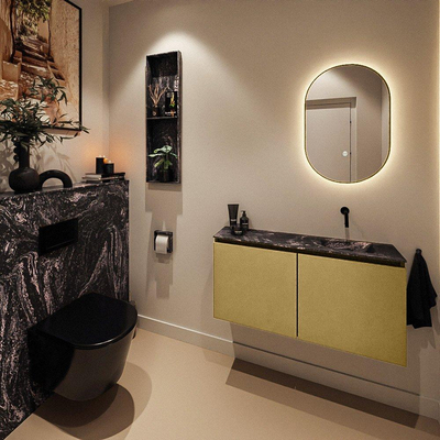 MONDIAZ TURE-DLUX 100cm toiletmeubel Oro. EDEN wastafel Lava positie rechts. Zonder kraangat.