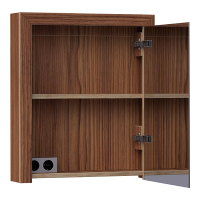 Saniclass Walnut Wood spiegelkast 60x70x15cm met 1 rechtsdraaiende spiegeldeuren Hout Natural walnut