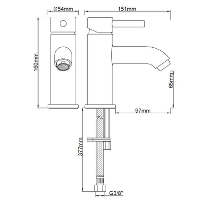 Wiesbaden Cadans wastafelkraan laag geborsteld messing