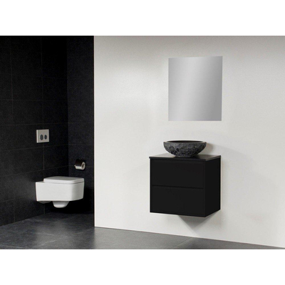 Saniclass New Future XXS Corestone13 gehamerd badmeubel 60cm met spiegel zwart