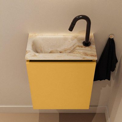 MONDIAZ TURE-DLUX 40cm toiletmeubel Ocher. EDEN wastafel Frappe positie links. Met 1 kraangat.