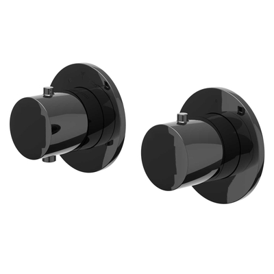 IVY Bond Regendoucheset - inbouw - symmetry - 2-weg stop-omstel - 15cm plafondbuis - 25cm slim hoofddouche - houder met uitlaat - 150cm doucheslang - staafmodel handdouche - Zwart chroom PVD