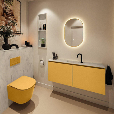MONDIAZ TURE-DLUX 120cm toiletmeubel Ocher. EDEN wastafel Opalo positie midden. Met 1 kraangat.