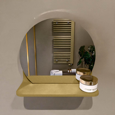 Mondiaz SPOT Badkamerspiegel - rond 30cm - spiegelplanchet - kleur Oro