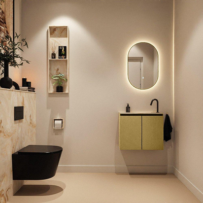 MONDIAZ TURE-DLUX 60cm toiletmeubel Oro. EDEN wastafel Frappe positie rechts. Met 1 kraangat.