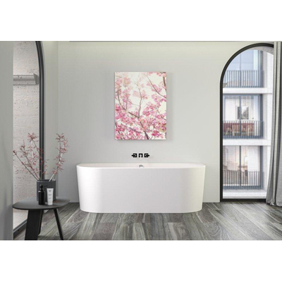 Plieger Kansas Halfvrijstaand bad - 180x80x60cm - met slotoverloop - met af- en overloopgarnituur - met poten - acryl - mat wit
