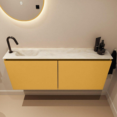 MONDIAZ TURE-DLUX 120cm toiletmeubel Ocher. EDEN wastafel Ostra positie links. Met 1 kraangat.