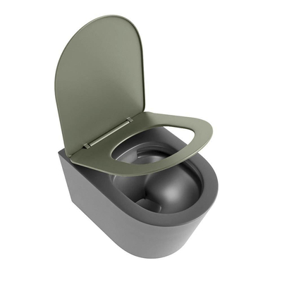 MONDIAZ LAVIE wandclosetpack - 36x53cm - diepspoel - rimless - Dark grey (grijs) - softclose - quick-release - toiletzitting - Army (groen)