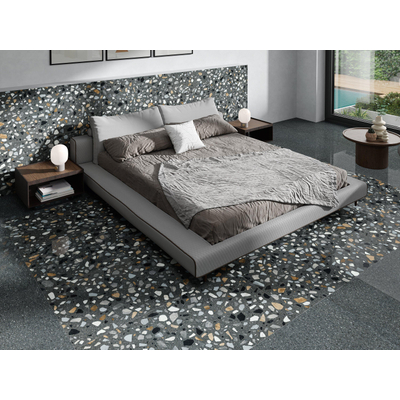 STN Ceramica wand- en vloertegel - 59.5x59.5cm - 9.5mm - gerectificeerd - Terrazzo - Zwart