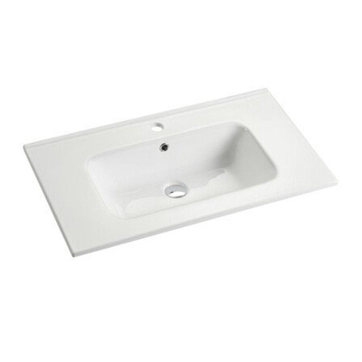 Nemo Go badkamermeubelset - 80x65x45.5cm - 2 lades - greeploos - 1 wasbak wit glans - 1 kraangat - met spiegelkast - MDF standard white