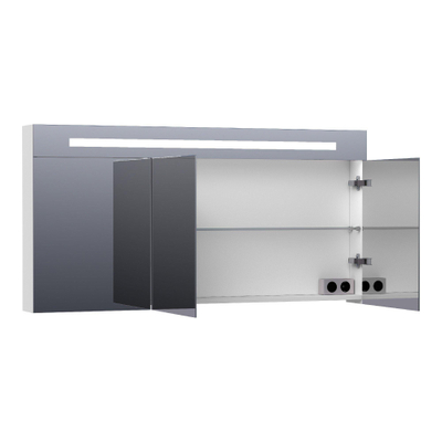 BRAUER Promise Deluxe spiegelkast - 60x70x15cm - met directe verlichting 1 rechtsdraaiende dubbelzijdige spiegeldeur mat wit