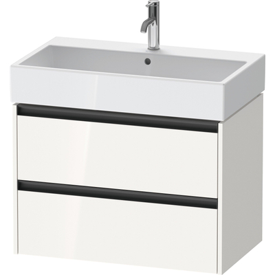 Duravit Ketho 2 wastafelonderbouwkast met 2 laden 78.4x46x54.9cm met grepen antraciet hoogglans wit