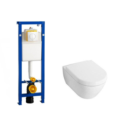Villeroy & Boch Subway 2.0 Compact Toiletset - softclose -Wisa XS inbouwreservoir - Argos bedieningspaneel - wit
