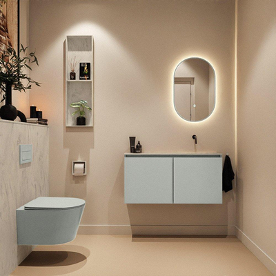 MONDIAZ TURE-DLUX 100cm toiletmeubel Greey. EDEN wastafel Opalo positie rechts. Zonder kraangat.