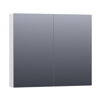 BRAUER Impress Deluxe spiegelkast - 80x70x15cm - interne en externe verlichting - 2 dubbelzijdige spiegeldeuren - hoogglans wit