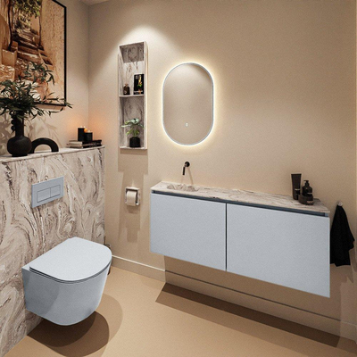 MONDIAZ TURE-DLUX 120cm toiletmeubel Clay. EDEN wastafel Glace positie links. Zonder kraangat.
