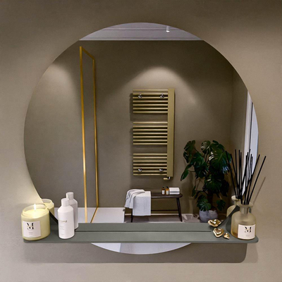 Mondiaz SPOT Badkamerspiegel - rond 100cm - spiegelplanchet - kleur Smoke