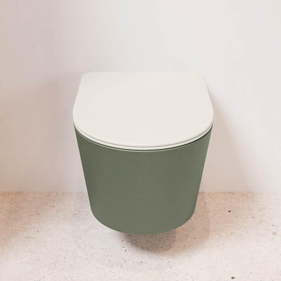 MONDIAZ LAVIE wandclosetpack - 36x53cm - diepspoel - rimless - Army (groen) - softclose - quick-release - toiletzitting - Linen (offwhite)