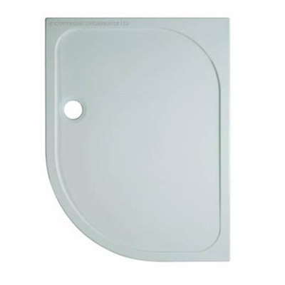 Crosswater Shower Tray douchebak 90x120x4.5cm offset links 90mm afvoer kwartrond polybeton wit