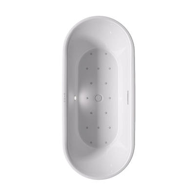 Riho Modesty vrijstaand bad - 170x76cm - Sparkle - met chromen badvuller - acryl wit hoogglans