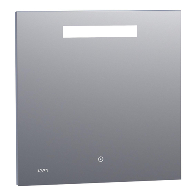 Saniclass Exclusive Line Clock spiegel 70x70cm met verlichting met klok aluminium