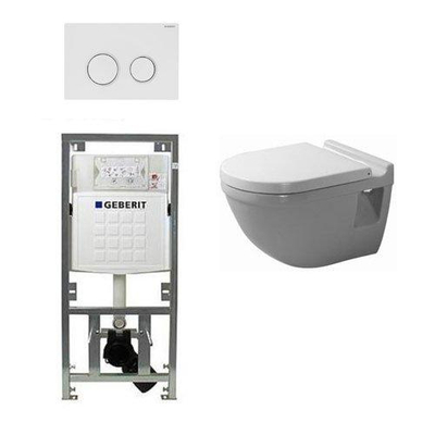 Duravit Philippe Starck 3 toiletset vlakspoel inbouwreservoir set bedieningsplaat sigma20 wit