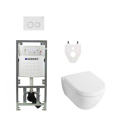 Villeroy en Boch Subway 2.0 DirectFlush toiletset met Geberit reservoir en zitting met softclose bedieningsplaat sigma20 wit