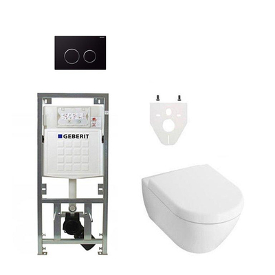 Villeroy en Boch Subway 2.0 DirectFlush toiletset met Geberit reservoir en zitting met softclose bedieningsplaat sigma20 zwart