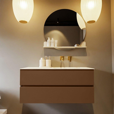 MONDIAZ VICA-DLUX Badkamermeubelset - 110cm - onderkast rust- 2 lades - inbouw wastafel cloud rechts - zonder kraangaten - 60cm hoge versie - frape