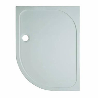 Crosswater Shower Tray douchebak 90x120x4.5cm offset rechts 90mm afvoer kwartrond polybeton wit