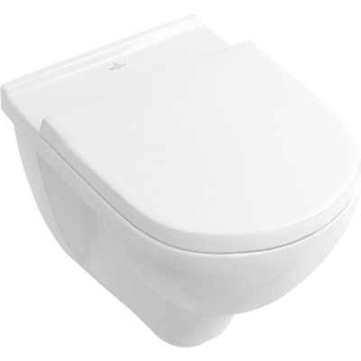 Villeroy en boch O.novo toiletset met Geberit inbouwreservoir met diepspoel wandcloset wit softclose zitting en bedieningsplaat met rechthoekige knoppen wit