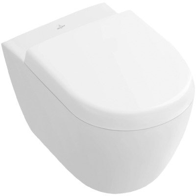 Villeroy & Boch Subway 2.0 compact DirectFlush Toiletset - Geberit reservoir - softclose - quickrelease - bedieningsplaat beige - rechthoekige knoppen - wit