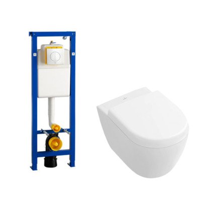 Villeroy en Boch Subway 2.0 compact DirectFlush toiletset met Wisa reservoir en bedieningsplaat softclose met quickrelease wit