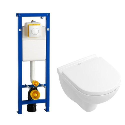 Villeroy & Boch O.novo Compact inbouwset Wisa met diepspoel wandcloset wit softclose zitting afdekplaat wit