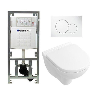 Villeroy & Boch O.novo Compact inbouwset met diepspoel wandcloset wit softclose zitting afdekplaat wit
