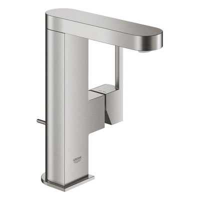 GROHE Plus waterbesparende wastafelkraan m-size met waste supersteel