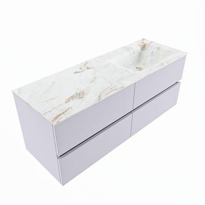 Mondiaz VICA-DLUX Badkamermeubelset - 130cm - cale - 4 lades - Inbouw wastafel CLOUD - rechts - 1 kraangat - kleur Frappe - XL versie 60cm hoog