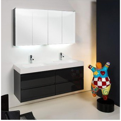 INK Wastafelonderkast - 100x45x52cm - 2 lades - greeploos - 45 graden afwerking rondom - MDF lak antraciet mat