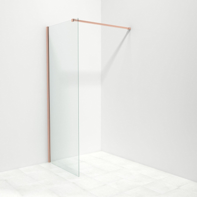 Saniclass Bellini inloopdouche 80x200cm met 8mm helder glas met koper profiel en stabilisatiestang