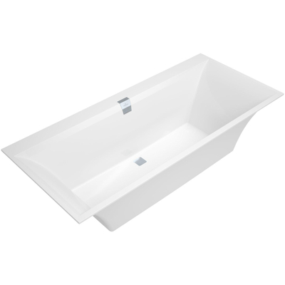 Villeroy & Boch Squaro Edge 12 bad quaryl rechthoekig 180x80x45cm incl. poten en afvoer /overloopcombinatie wit