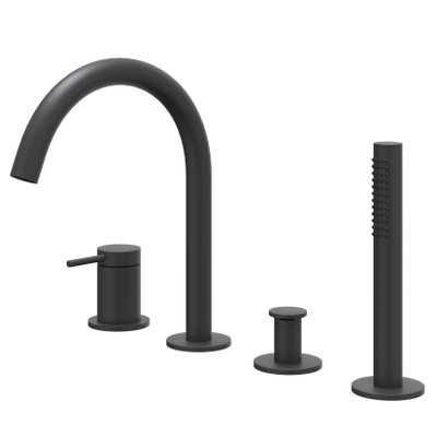 IVY Bond Badrandcombinatie - 4-wegs - mengkraan - draaibare uitloop - uittrekbare handdouche - Mat zwart PED